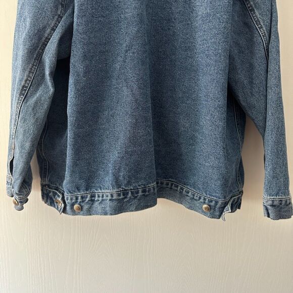 Vintage Dunbrooke Mens Certified Leather Brown Collar Denim Jean Jacket Size XL - Picture 7 of 8